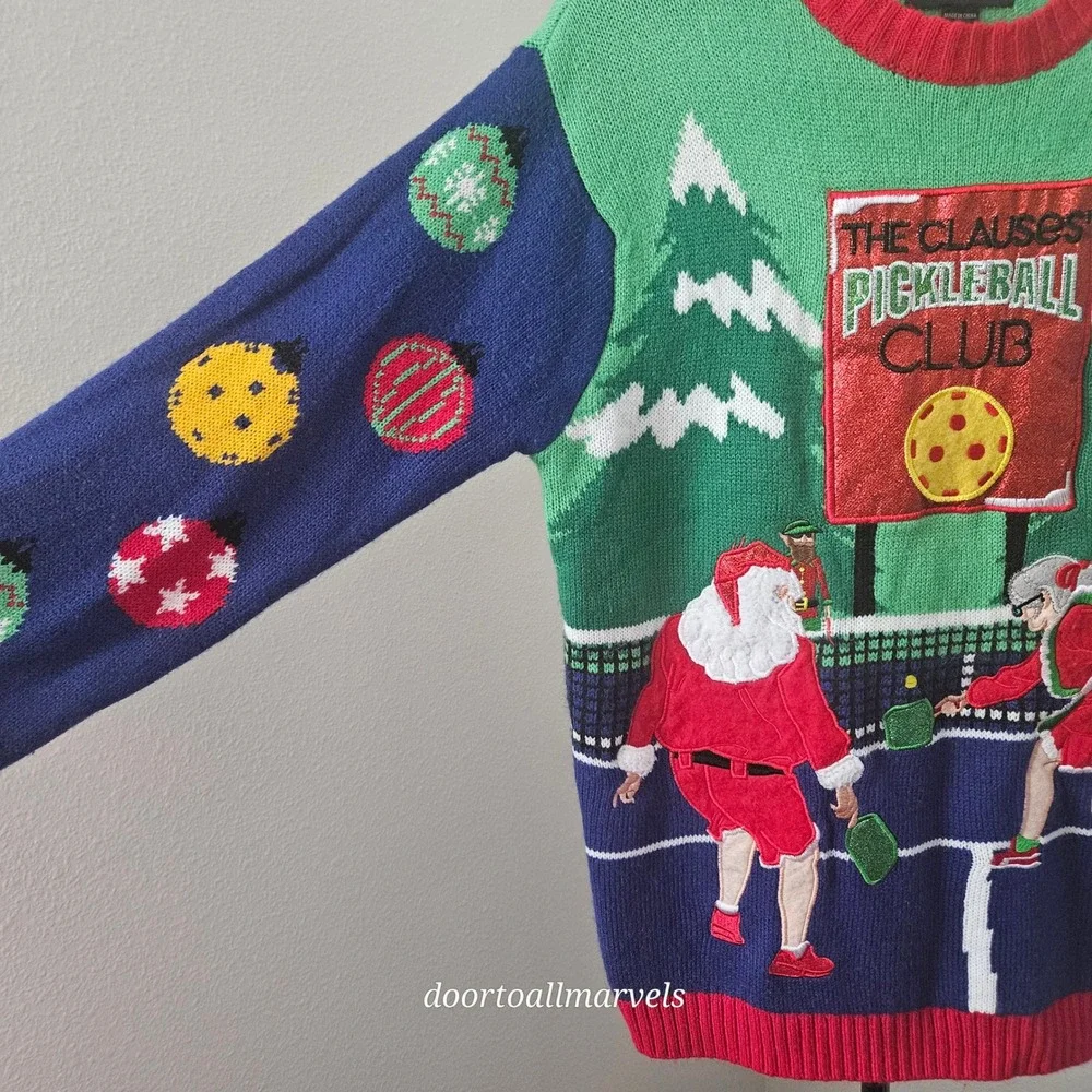 Blizzard Bay Ugly Christmas Sweater The Clauses Pickleball Club Men sz S